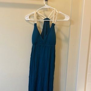 Blue maxi dress with white straps